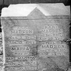 Niels Madson's tombstone.